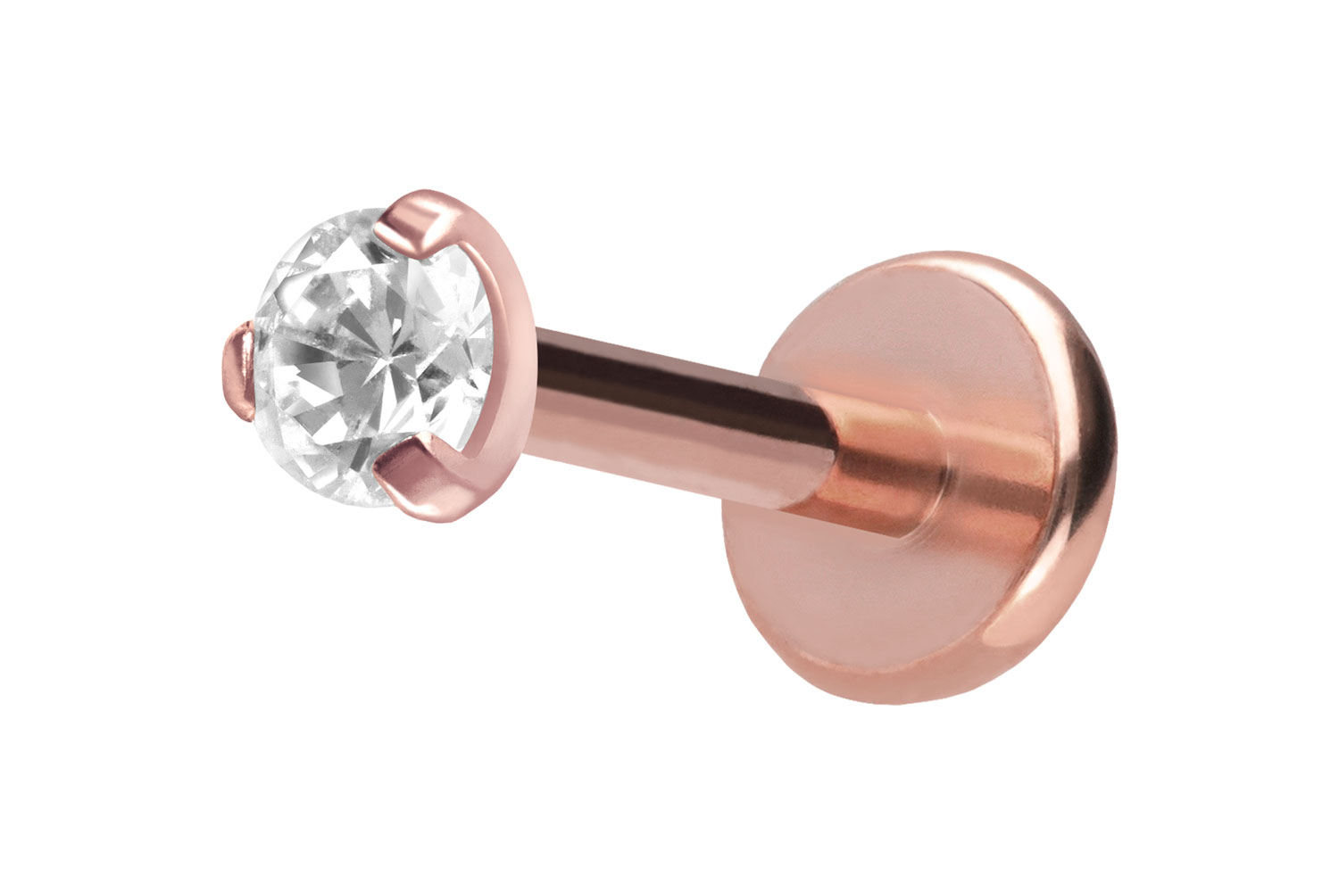 Titan Labret Piercing mit Push Fit EINGEFASSTER KRISTALL